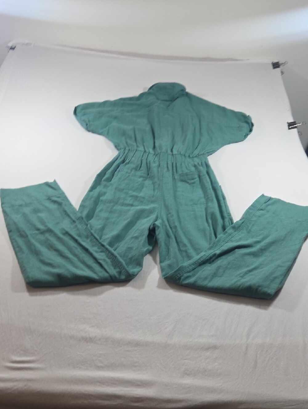 Universal Thread Casual Teal Utility Jumpsuit Tie Waist Short Sleeve Casual - Picture 9 of 10
